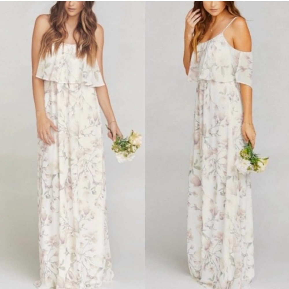 Show Me Your Mumu Caitlin Floral Ruffle Chiffon Maxi Dress Forever Vines XS